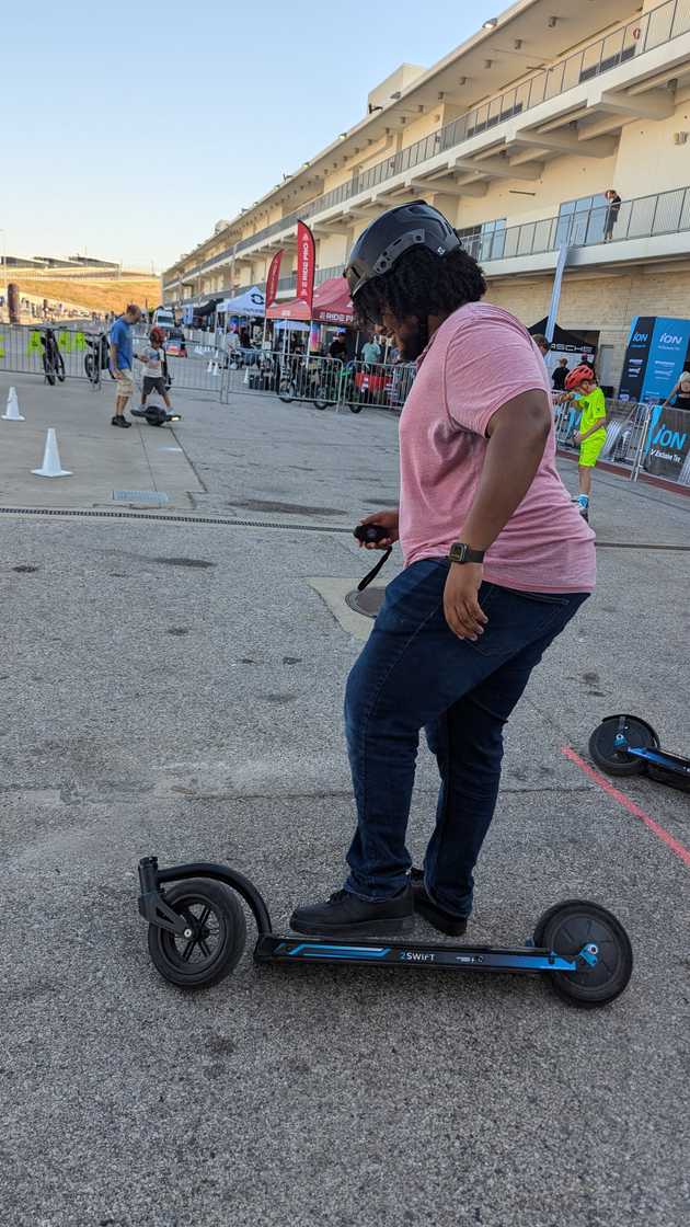 sami on a scooter. He fell shortly after.